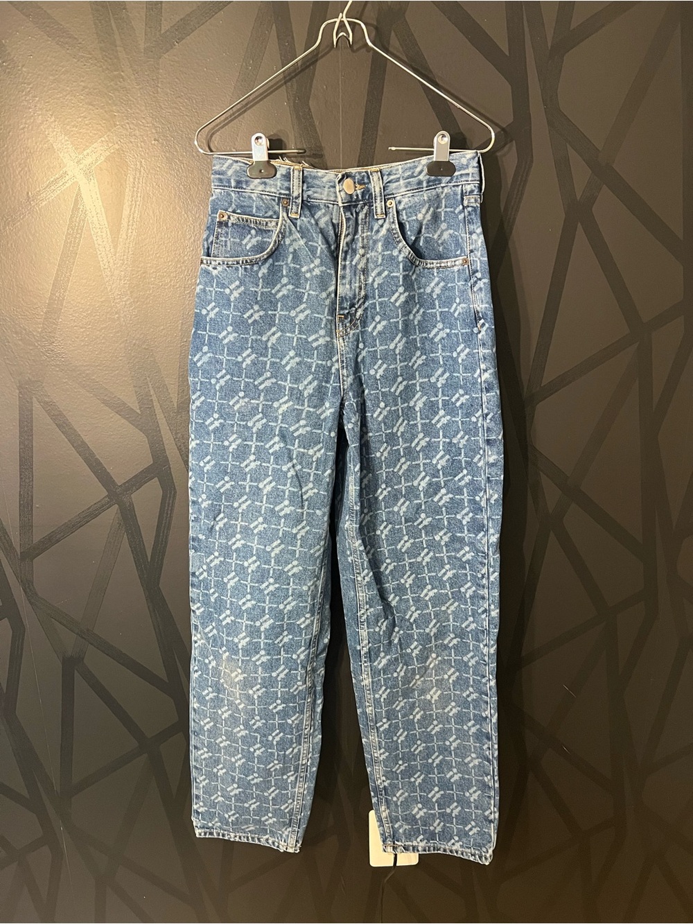 Y2K patterned high rise straight leg jeans